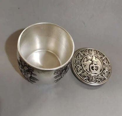 China brass Fu Lu Shou Xi tea Cans crafts statue