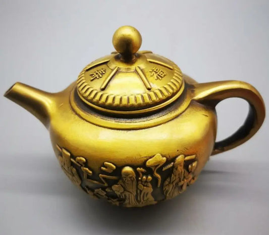 China brass Fu Lu Shou teapot crafts statue