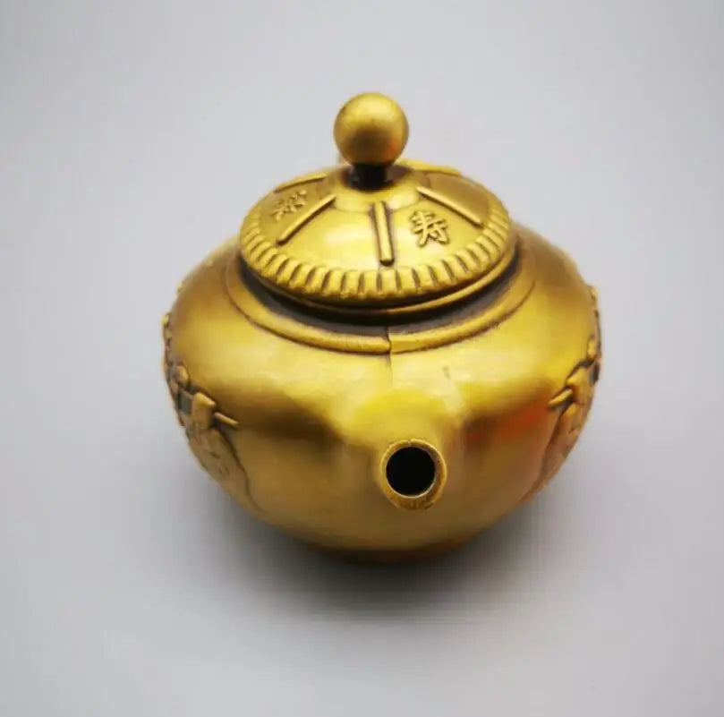 China brass Fu Lu Shou teapot crafts statue