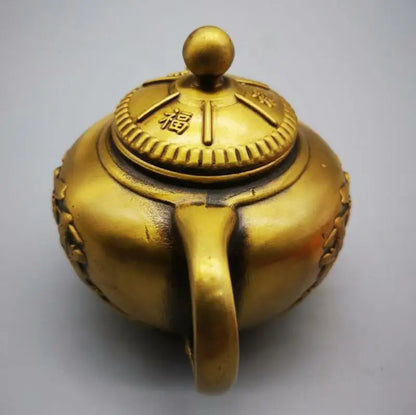 China brass Fu Lu Shou teapot crafts statue