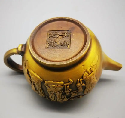China brass Fu Lu Shou teapot crafts statue