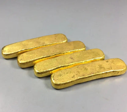 China brass Fu Lu Shou xi Imitate Gold bars crafts statue A set