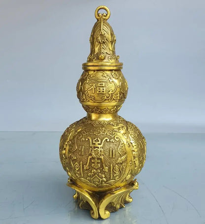 China brass Fu Shou gourd wealth crafts statue