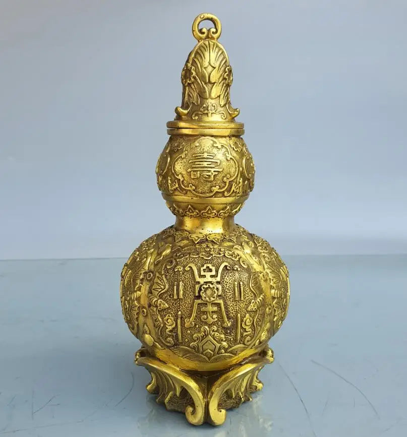 China brass Fu Shou gourd wealth crafts statue