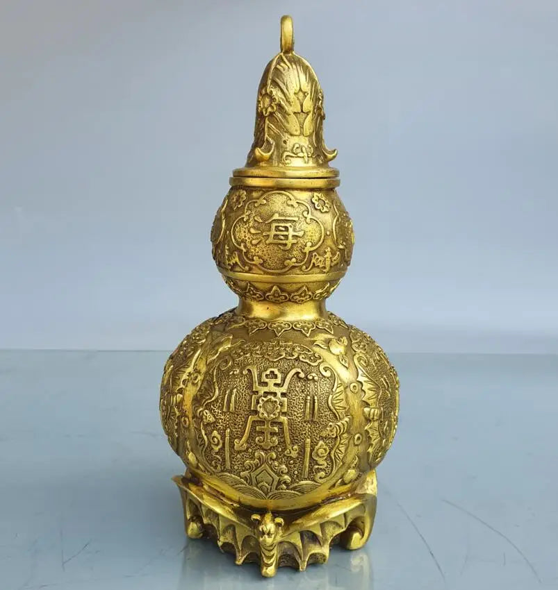 China brass Fu Shou gourd wealth crafts statue