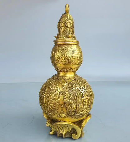 China brass Fu Shou gourd wealth crafts statue