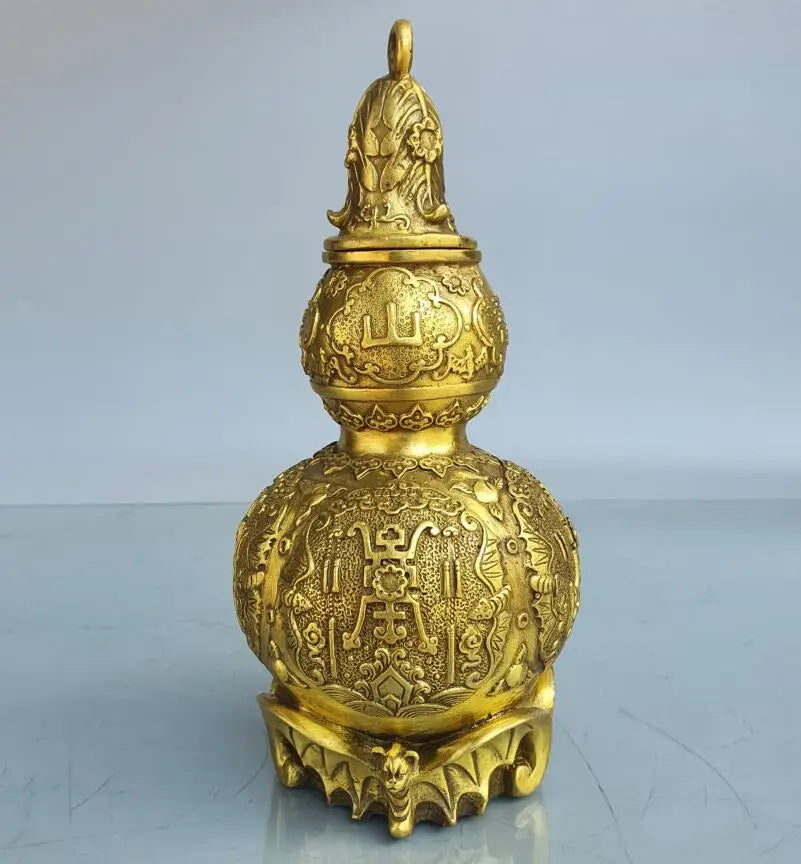 China brass Fu Shou gourd wealth crafts statue
