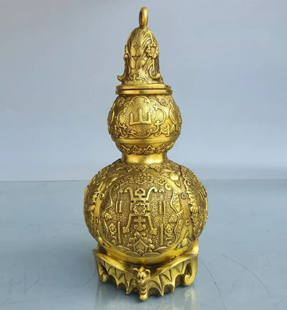 China brass Fu Shou gourd wealth crafts statue
