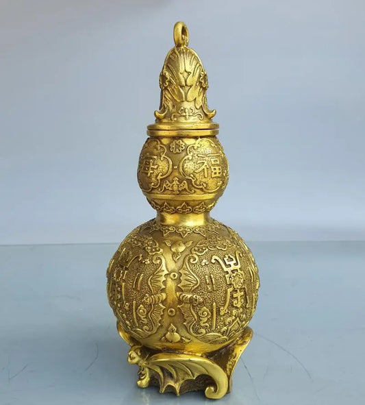 China brass Fu Shou gourd wealth crafts statue