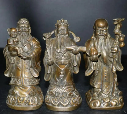 China brass Fu lu shou Buddha crafts statue
