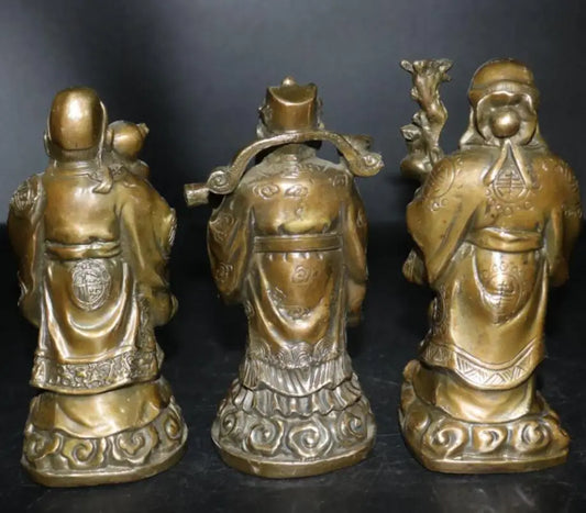 China brass Fu lu shou Buddha crafts statue