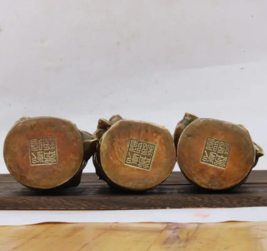 China brass Fu lu shou Three Longevity Buddha crafts statue A set
