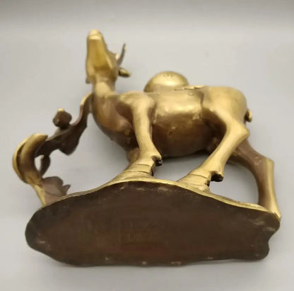 China brass Fu lu shou deer crafts statue