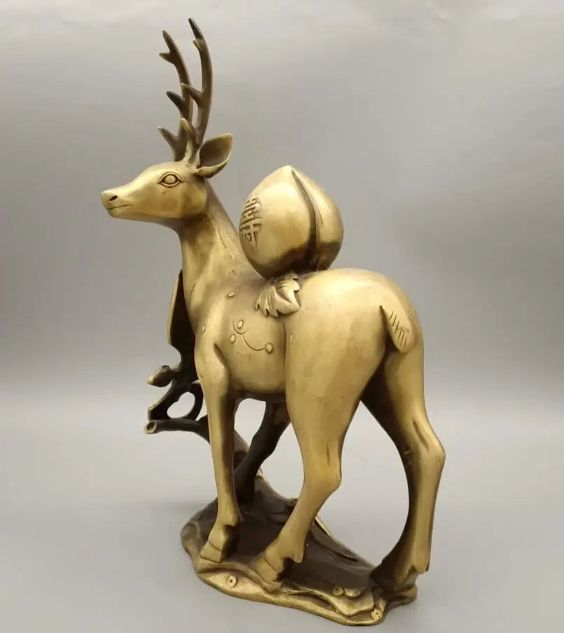 China brass Fu lu shou deer crafts statue