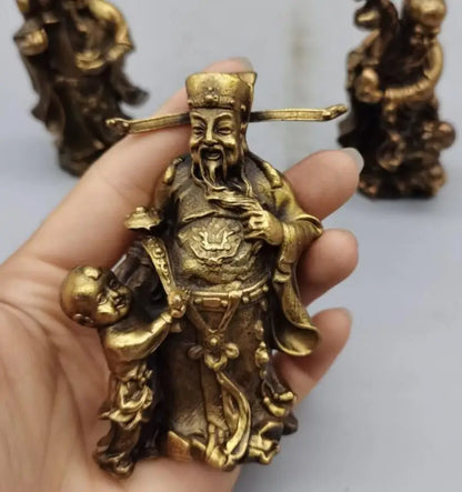China brass Fu lu shou small crafts statue A set