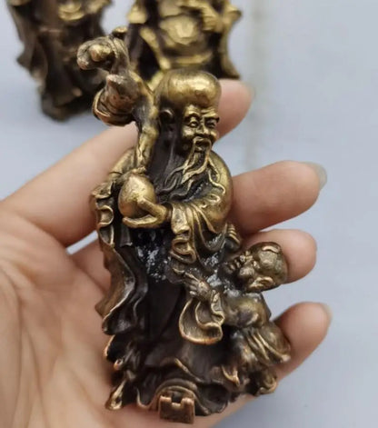 China brass Fu lu shou small crafts statue A set