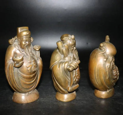 China brass Fu lu shou three Buddha crafts statue