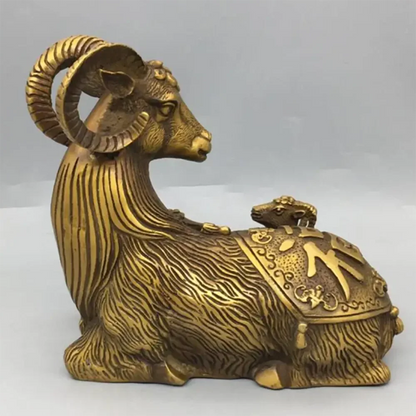 China brass Fu lu shou three sheep crafts statue
