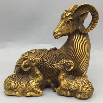 China brass Fu lu shou three sheep crafts statue