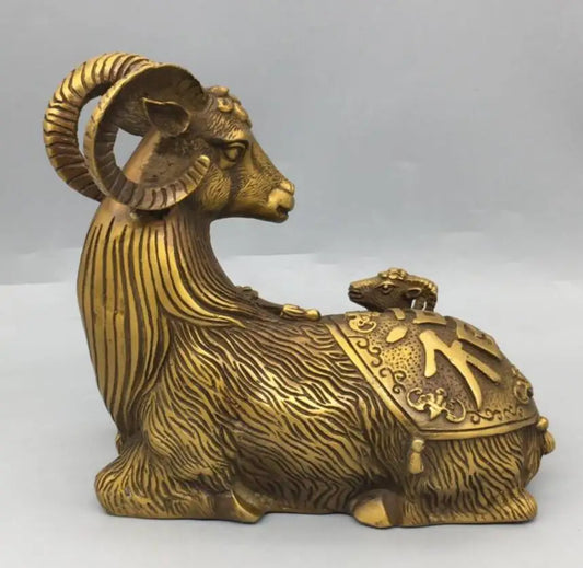 China brass Fu lu shou three sheep crafts statue