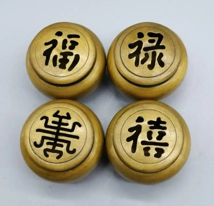 China brass Fu lu shou xi small Incense burner crafts statue A set