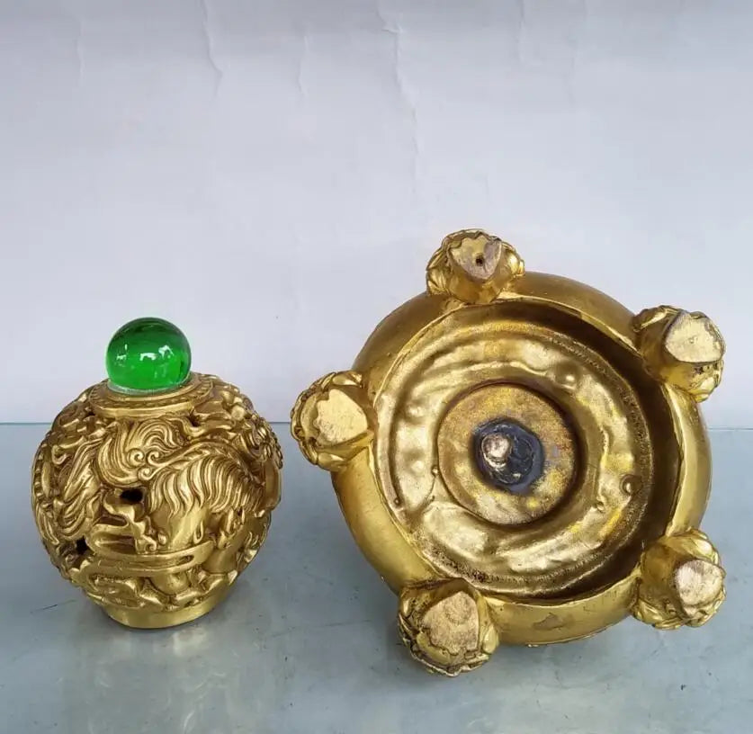 China brass Geomantic omen recruit wealth lion crafts statue