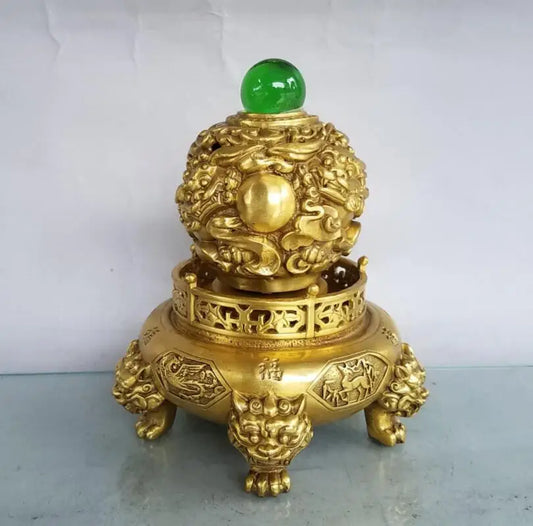 China brass Geomantic omen recruit wealth lion crafts statue