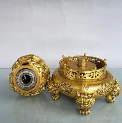 China brass Geomantic omen recruit wealth lion crafts statue
