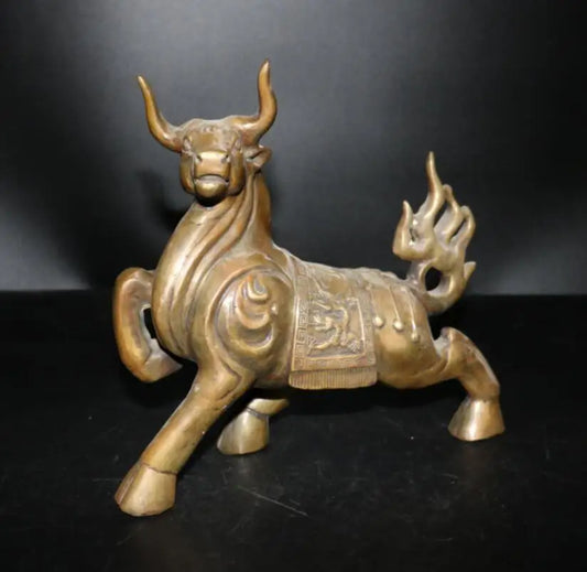China brass God beast cow crafts statue