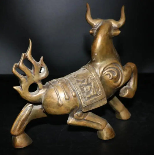 China brass God beast cow crafts statue
