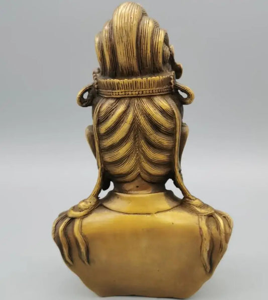 China brass Goddess of mercy Buddha head crafts statue