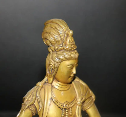 China brass Goddess of mercy bodhisattva Buddha crafts statue