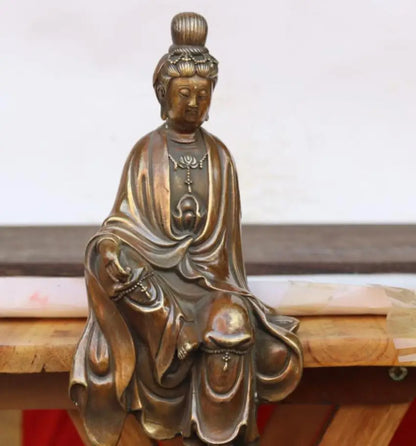 China brass Goddess of mercy bodhisattva Buddha crafts statue