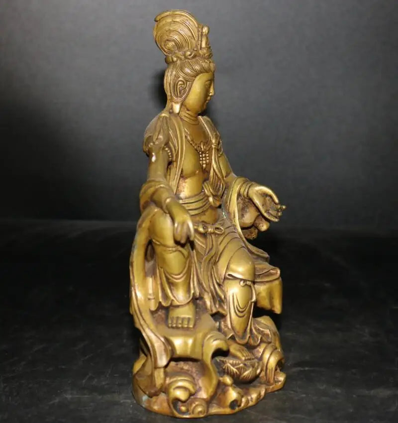 China brass Goddess of mercy bodhisattva Buddha crafts statue