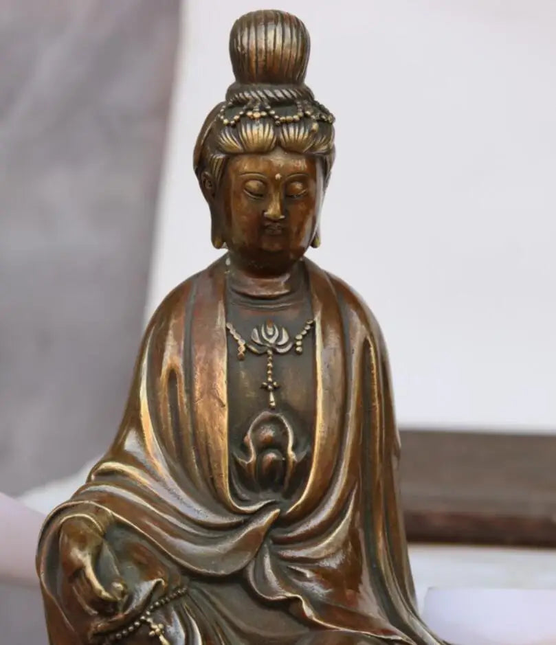 China brass Goddess of mercy bodhisattva Buddha crafts statue