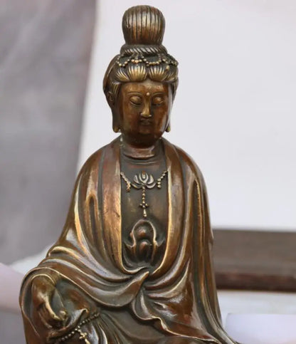 China brass Goddess of mercy bodhisattva Buddha crafts statue
