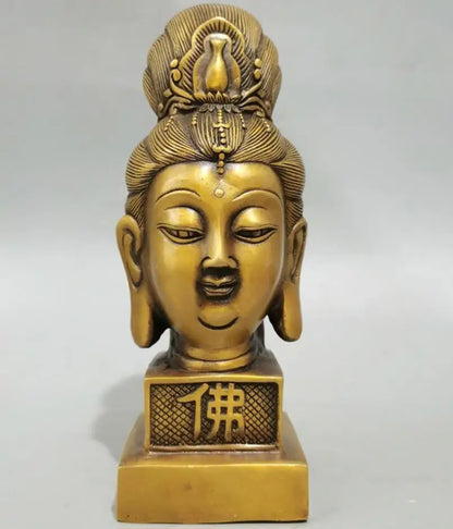 China brass Goddess of mercy bodhisattva Seal crafts statue