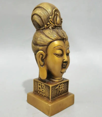 China brass Goddess of mercy bodhisattva Seal crafts statue