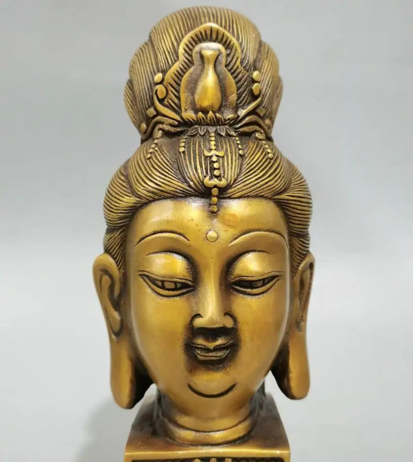 China brass Goddess of mercy bodhisattva Seal crafts statue