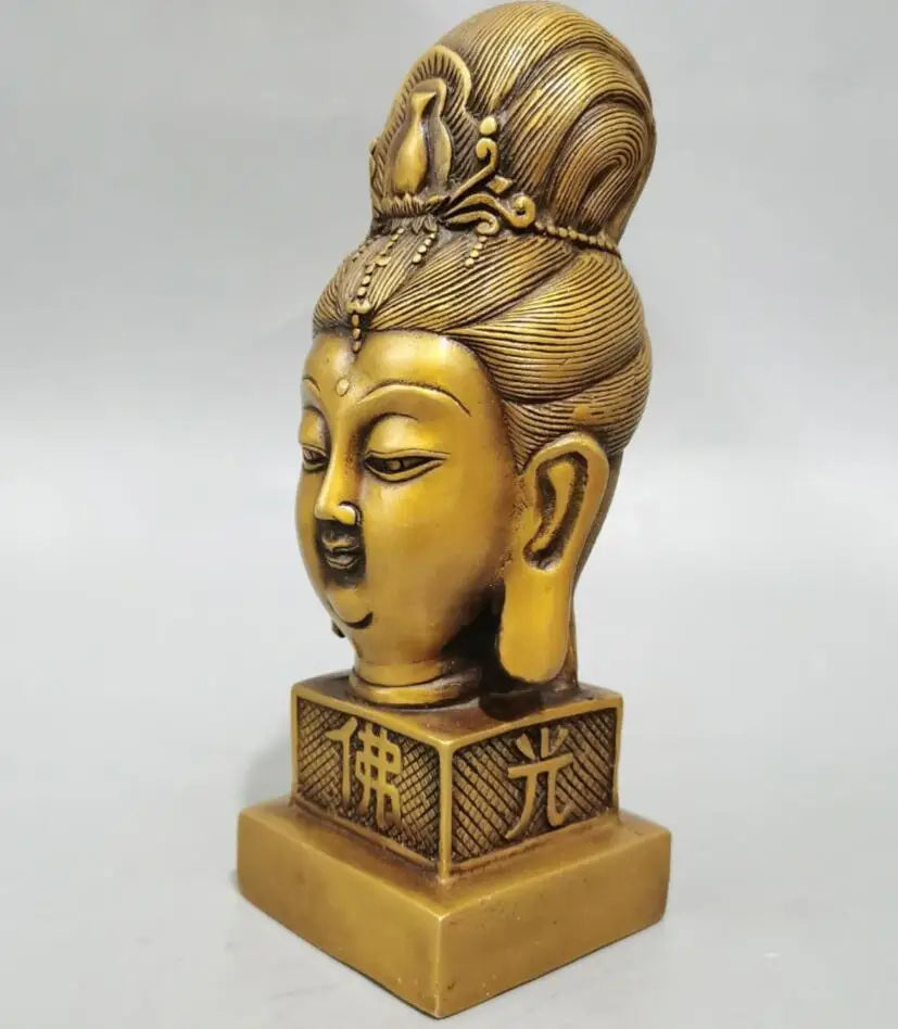 China brass Goddess of mercy bodhisattva Seal crafts statue