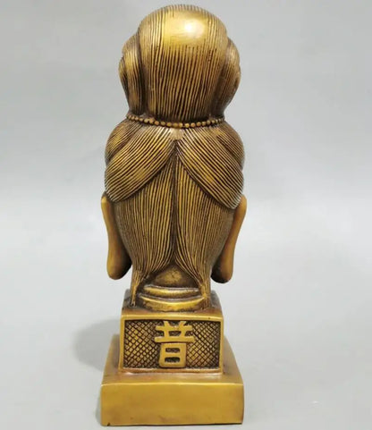 China brass Goddess of mercy bodhisattva Seal crafts statue