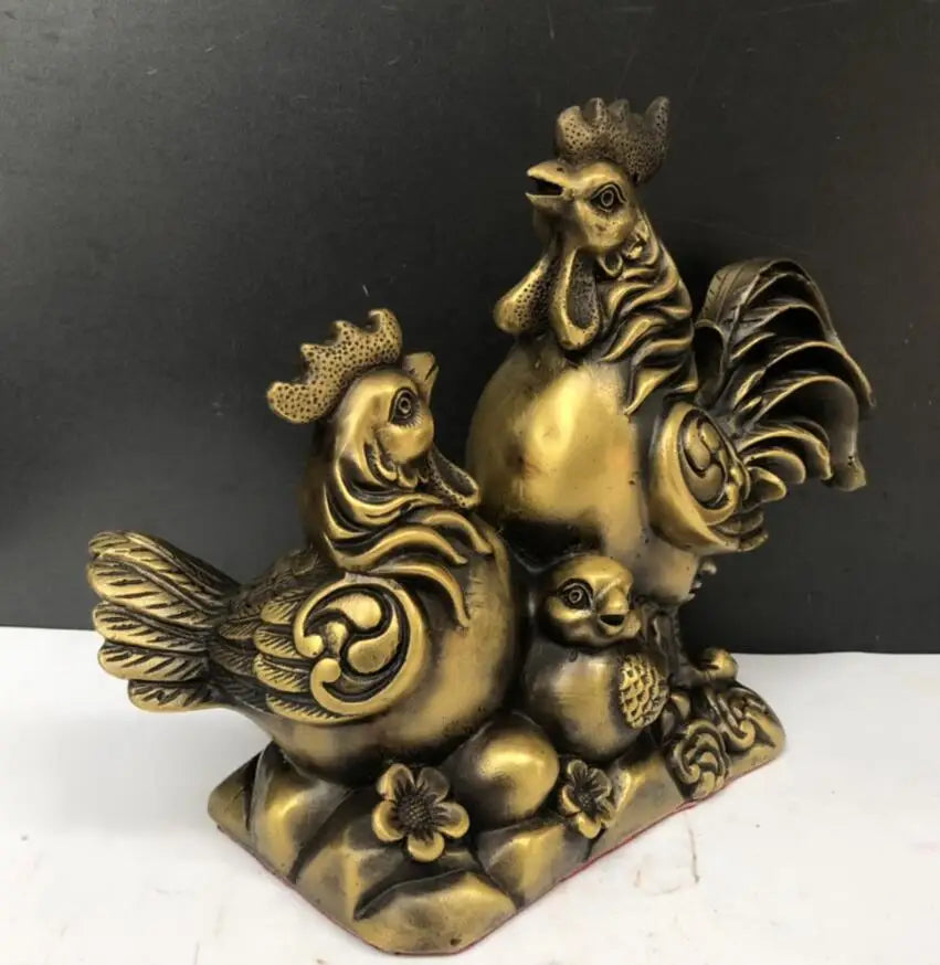 China brass Golden chicken wealth crafts statue