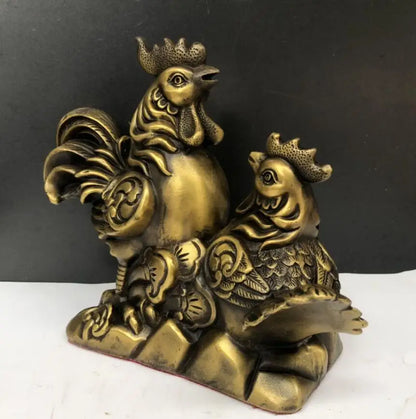 China brass Golden chicken wealth crafts statue