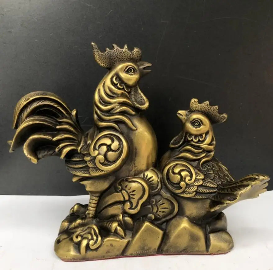 China brass Golden chicken wealth crafts statue