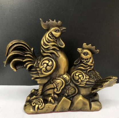 China brass Golden chicken wealth crafts statue