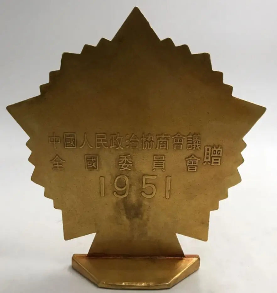 China brass Great leader Chairman MAO badge crafts statue