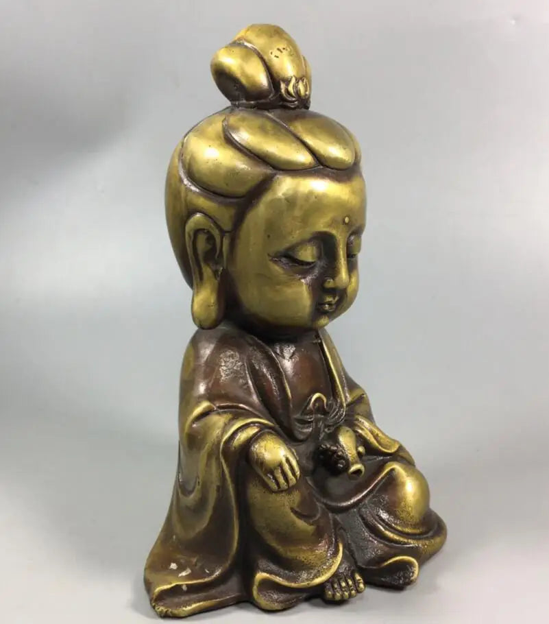 China brass Guanyin Buddha crafts statue