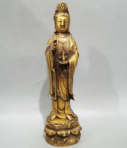 China brass Guanyin bodhisattva Buddha crafts statue