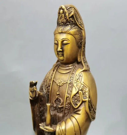China brass Guanyin bodhisattva Buddha crafts statue