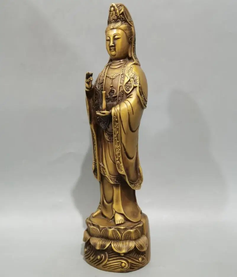 China brass Guanyin bodhisattva Buddha crafts statue